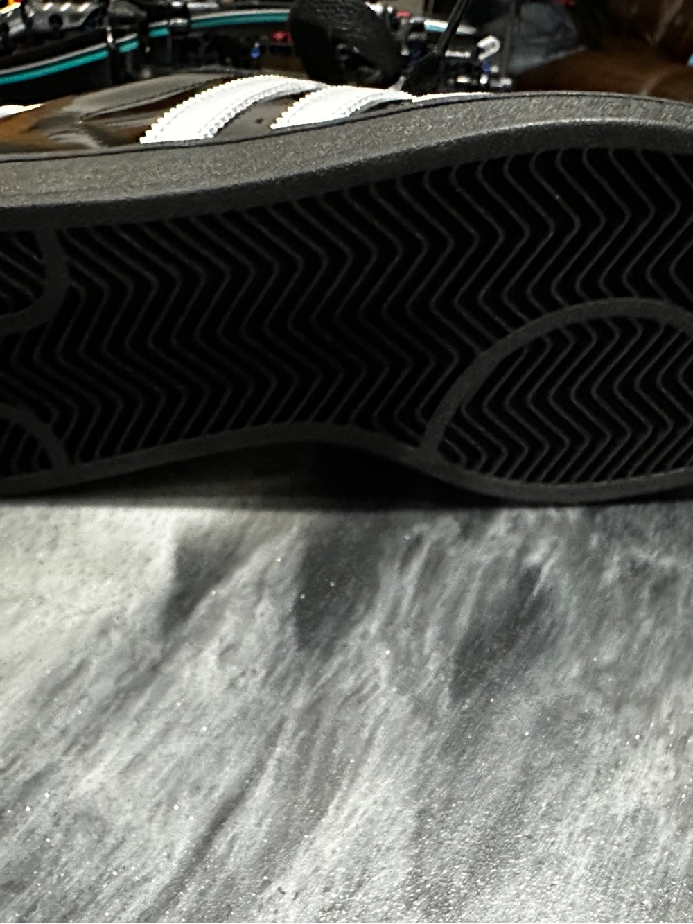 adidas Black White Gold Shell Toe Sneakers - Picture 5 of 7
